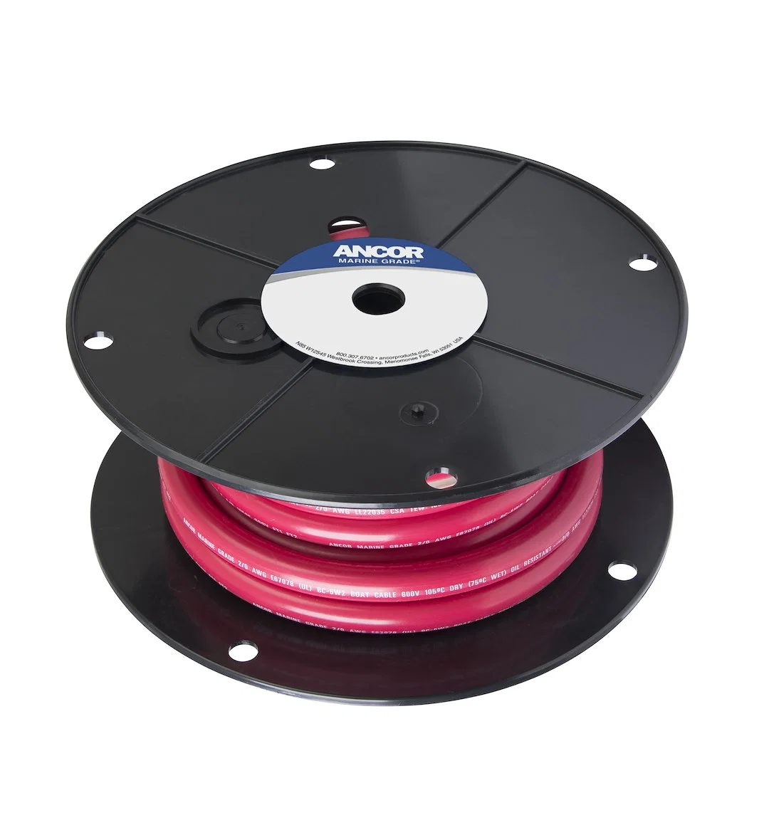 117505 – ANCOR Battery Cable, Without Terminal Red Positive Tinned Copper Conductor/ PVC Insulation 50 Foot Spool 2/0...